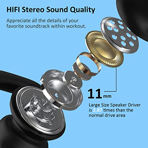 ZZN Wireless Earbuds 30hrs Playback Bluetooth Headphones, Bass Stereo Bluetooth Ear Buds with Comfy Earhooks, Sports IPX7 Waterproof Headphones for Running Workout (Black Headphones w/Cord) | The Storepaperoomates Retail Market - Fast Affordable Shopping