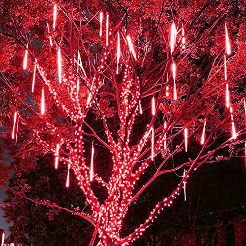 LED Falling Rain Light 30cm 10 Tubes 300 LED Snow Fall Lighting Lcicle Cascading Icicle String Light for Indoor Outdoor Wedding Garden Tree Home Decor, Red