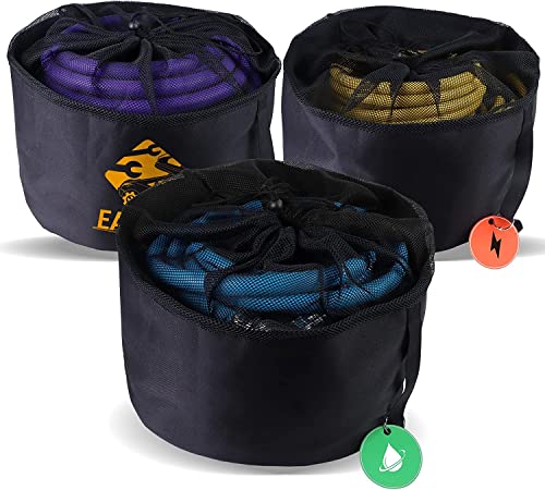 Eazy2hD RV Hose Storage Bag 3 Pack Organizer Waterproof With Rubber Identification Tags & Storage Straps for Black, Fresh Water Hoses, Sewer Hoses, Electrical Cords & Accessories