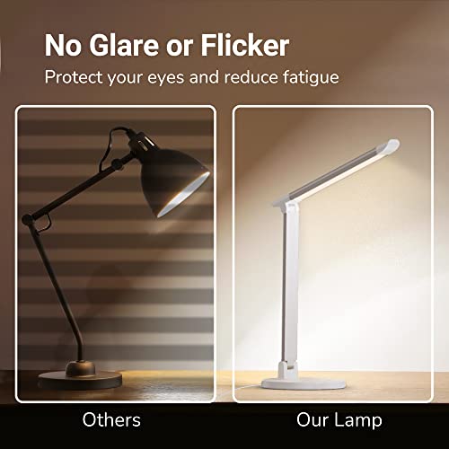 Desk Lamp, LED Lamp Dimmable Eye-Caring Table Lamp with 5 Lighting Models 7 Brightness Levels, USB Charging Port Adjustable Design for Home Office Dorm Room, White | The Storepaperoomates Retail Market - Fast Affordable Shopping