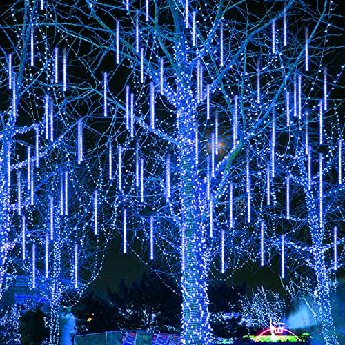 LED Rain Light 80cm 8 Tubes 576 LED Snow Fall Lighting Outdoor Christmas Lights Cascading Icicle String Light for Indoor Outdoor Wedding Garden Tree Home Decor, Blue