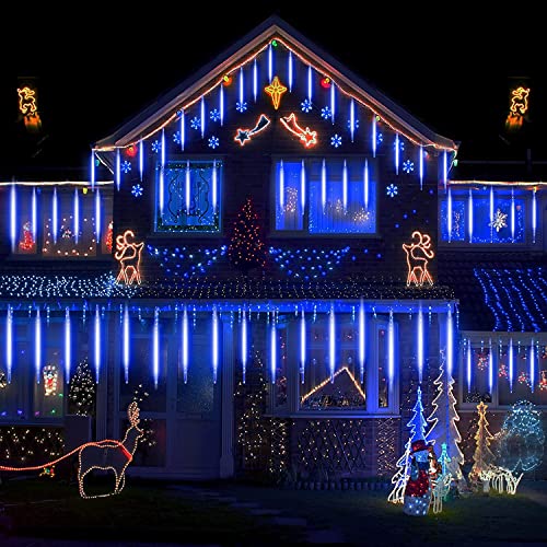 LED Meteor Shower Lights 30cm 10 Tubes 300 LED High Brightness Lcicle Cascading Icicle String Light for Christmas New Year Night Lighting Garden Tree Home Decor, Blue | The Storepaperoomates Retail Market - Fast Affordable Shopping