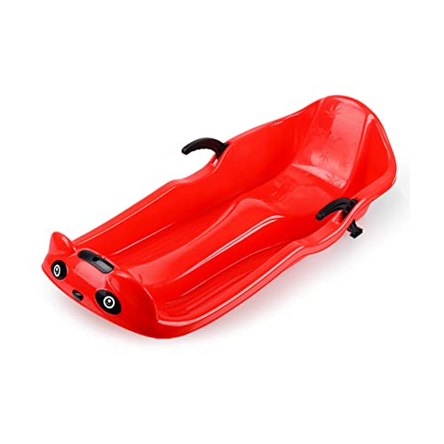 N/A 2 Person Snow Sled with Pull Rope & 2 Handles, Plastic Sleds for Kids and Adults, Winter Snow Sledding Downhill Outdoor Supplies,Red with Tools