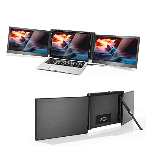 OFIYAA P2 PRO Triple Portable Monitor for Laptop Screen Extender Dual Monitor 13.3” FHD 1080P IPS Display Type-C/PD/TF Support M1/M2 MacBook, for 13.3”-16.5” Notebook Computer Mac Windows Phone