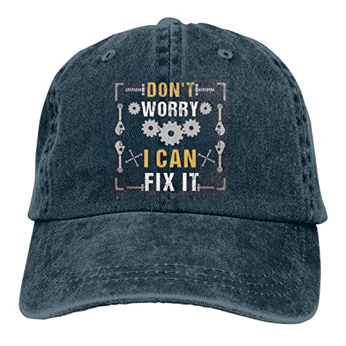Don’t Worry I Can Fix It Hat Cap Baseball Hats Dad Adjustable Cowboy Unisex Denim Trucker Adult Vintage Cotton Men Women Washable Retro Caps Men’s Women’s Outdoor Sports Washed