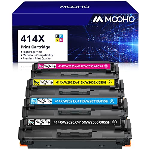 Mooho Compatible Toner-Cartridge Replacement for HP 414X W2020X High Yield 414A for HP Color Pro MFP M479fdw M454dn M479fdn M454dw Laserjet pro Toner (Black, Cyan, Yellow, Magenta, 4-Pack)