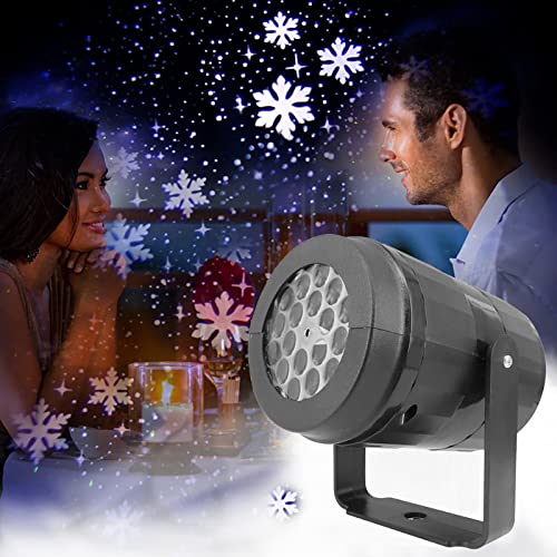 S5E5X Christmas Light Snowflake Projector, HD Waterproof Moving Patterns Rotating LED Projection Lamp for Christmas Party Decorations, Landscape Light for Home Outdoor Garden Courtyard Wall (Black)