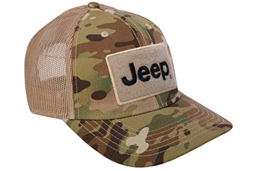 Jeep Text Logo Camo Pattern Hook and Loop Tactical Snapback Hat