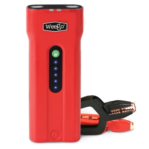 Weego 70 12-Volt Portable Lithium Jump Starter with Patented Smarty Clamps, 700 Cranking / 2500 Peak Amps for All Gasoline and 5-Liter+ Diesel Engines (N70)