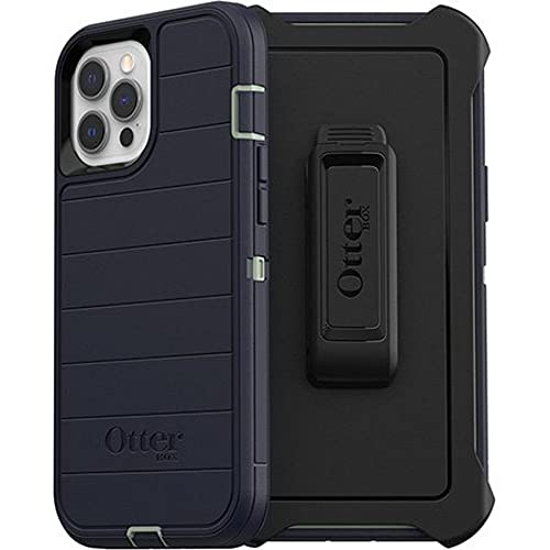 OtterBox Defender Series SCREENLESS Edition for iPhone 12 Pro Max Case, Holster Clip Included, Microbial Defense Protection – Retail Packaging – Varsity Blues (Desert SAGE/Dress Blues)