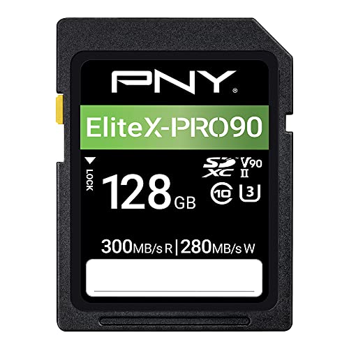 PNY 128GB EliteX-PRO90 Class 10 U3 V90 UHS-II SDXC Flash Memory Card