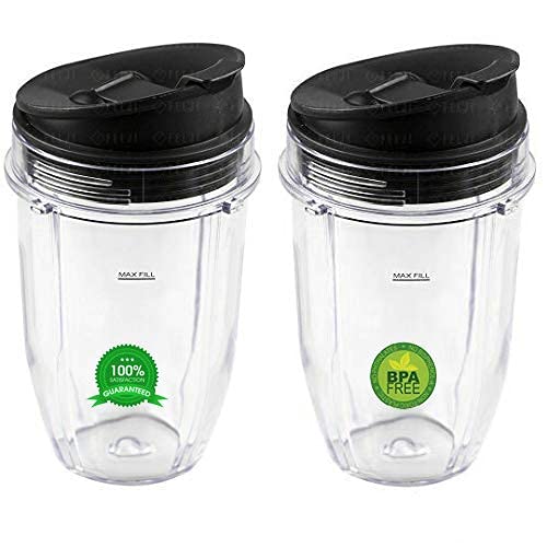 Replacement 18 oz Cup with Sip & Seal Lid Compatible with Nutri Ninja Cups – For Blender BL450 BL454 Auto-iQ BL480 BL481 BL482 BL687 2-Pack