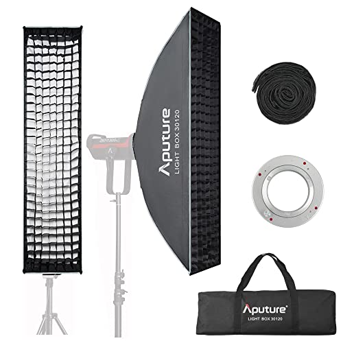 Aputure Light Box 30120 Rectangle Softbox with Grid for Portraits Product Photography Video Shooting for Amaran 60c/60x 200/100d, Aputure LS 300d II 300x 600d pro 120d ii LED Video Light (30×120)