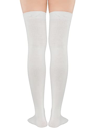 Century Star Women’s Casual Athlete Striped Over Knee Thin Thigh High Tights Long Stocking Socks 1 Pair White One Size | The Storepaperoomates Retail Market - Fast Affordable Shopping