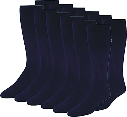 Diamond Star Tube Socks Men 6 Pairs Premium Cushion Cotton Over The Calf Athletic Knee High Socks For Men (10-15, Navy)