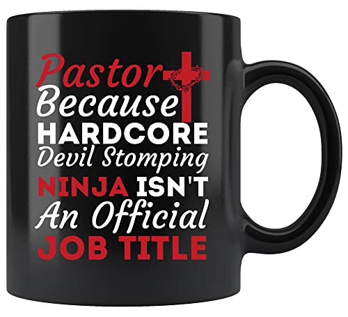 funny pastor devil stomping ninja not job title Black 11Oz Cup Mug Cups