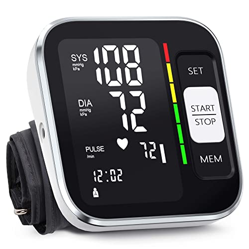 Blood Pressure Machine Upper Arm Blood Pressure Monitor with Voice LED Backlit Display 2 x 240 Reading Adjustable Cuff 8.7″-15.7″ with Carry Pouch