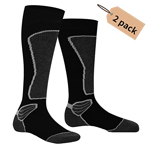 Merino Wool Volcanic Rock Ski Socks 2 Packs For Skiing, Snowboarding, Cold Weather,Thermal Knee-high Warm Socks, Hunting