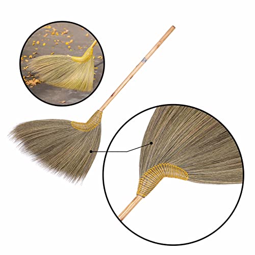 39-inch Tall of Asian Straw Broom Witch Broom Thai Natural Grass Broom with Solid Wood Handle and Handgrip Nylon Thread | The Storepaperoomates Retail Market - Fast Affordable Shopping