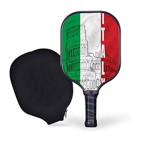 ousente Italian Flag Pickleball Paddle Set,Landmark Colosseum Lightweight Pickleball Racket,Lightweight 8OZ with Cover, Ideal for Beginners