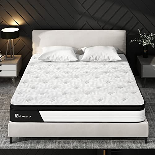 King Mattress, Avenco Hybrid King Size Mattress in a Box, 10 Inch Pocket Spring and Gel Memory Foam Mattress King, Medium Firm, Strong Edge Support, CertiPUR-US, 100 Nights Trial