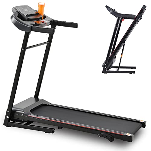 Treadmill, Home Foldable Treadmill, Folding Treadmill for Home Workout, 5″ LCD Screen, Shock-Absorbent Running Deck, Device Holder – 250 LB Capacity
