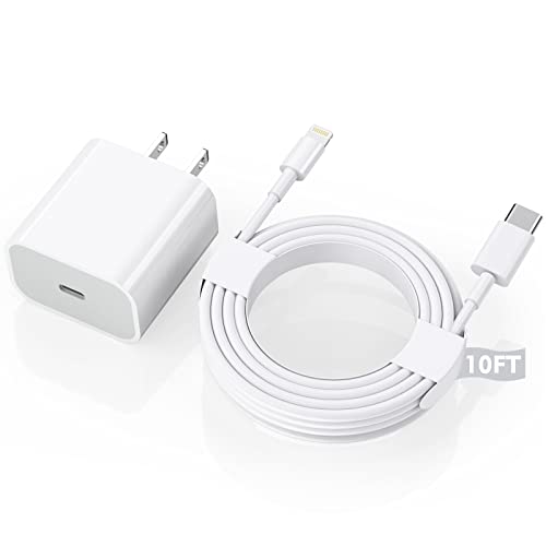 iPhone Charger [Apple MFi Certified] 10FT Extra Long Fast Charging Type C to Lightning Cable with 20W PD USB C Wall Charger Block for iPhone 13/13 Pro/13 Pro Max/13 Mini/12/Pro/Max/Mini/11/XR/X/8/Plus