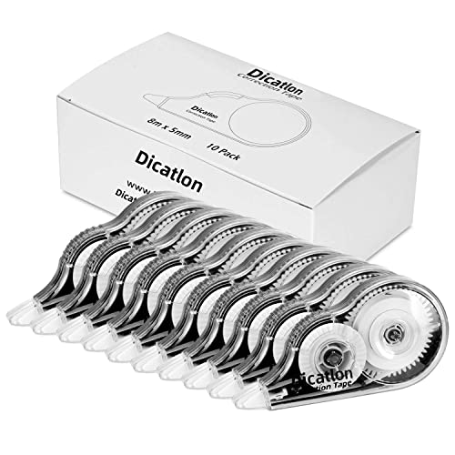 Dicatlon Correction Tape,White Out Correction Tape,10-pack,263 Feet x 1/5 in (5mm x 8m),Easy To Use Applicator for Instant Corrections,very suitable for students,office workers,