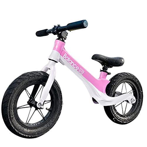 Bobike Balance Bike for 2 to 6 Year Old Kids Sturdy Training Bike 12-inch Pneumatic Tire Push Walking Bicycle No-Pedal Adjustable Set Gift for Boys and Girls… (Pink White)