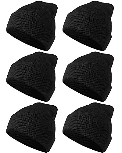 Geyoga Warm Knitted Cuffed Beanie Hats Winter Cuff Skull Cap for Men Women (Black, 6)