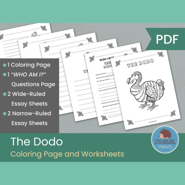 The Dodo Coloring Page and Worksheets