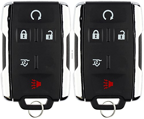 2x Keyless Entry Remote 5btn Hatch Chrome Key Fob for Chevrolet GMC (M3N-32337100)