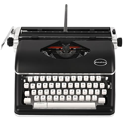 Black Vintage Typewriter for a Nostalgic Flow – Manual Typewriter Portable Model for Remote Writing Locations – Sleek & Durable Type Writer Classic Word Processor – Typewriters for Writers