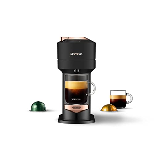Nespresso Vertuo Next Coffee and Espresso Maker by De’Longhi, Deluxe Matte Black Rose Gold (Renewed)