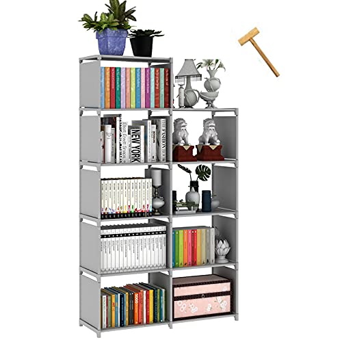 roundki Bookshelf Kids 9 Cube Book Shelf Organizer Bookcase DIY for Bedroom Classroom Office