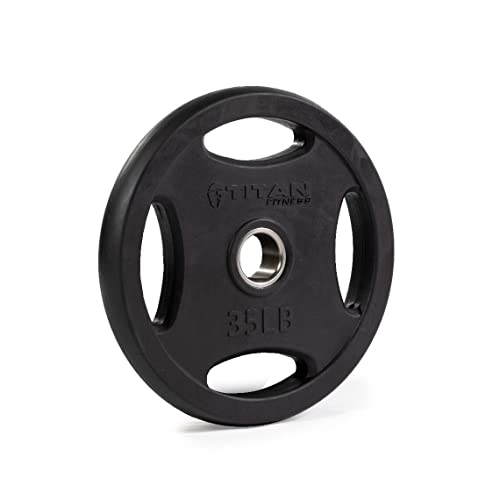 Titan Fitness 35 LB Single Black Grip Plate, Cast Iron and Rubber Coating, Sold as a Single Plate