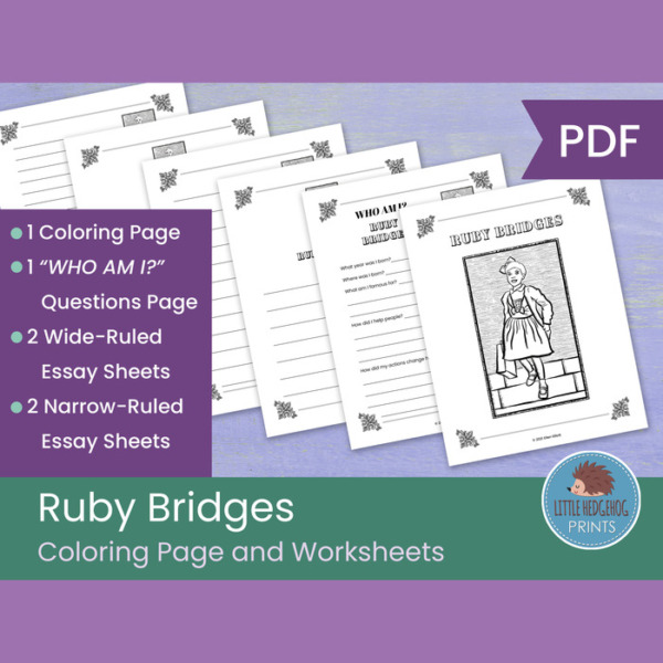 Ruby Bridges Coloring Page and Worksheets