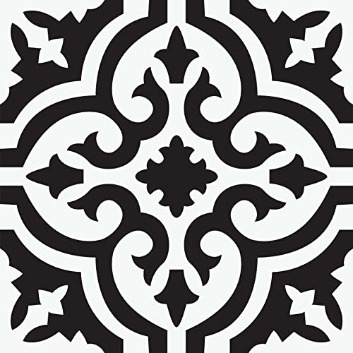 FloorPops FP3828 Parma Peel & Stick Floor Tiles, Black