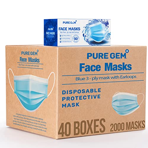 [Pack Of 2000] Premium Box of Single Use Disposable Face Mask, Soft on Skin, Pack of 3-Ply Masks Facial Cover with Elastic Earloops Great For Home, Office, School, and Outdoors