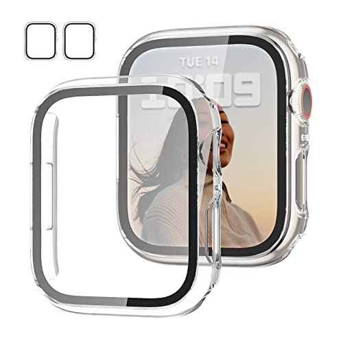 2 Pack Case with Tempered Glass Screen Protector for Apple Watch Series 8 Series 7 41mm,JZK Slim Guard Bumper Full Hard PC Protective Cover HD Ultra-Thin Cover for iWatch 8 7 41mm Accessories,Clear