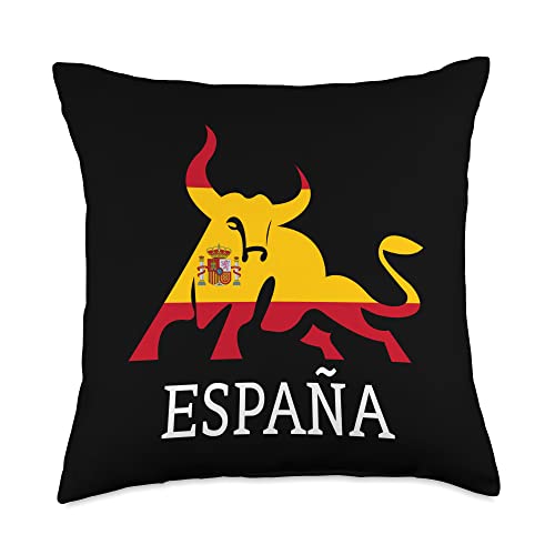 Spanish Souvenirs Co. Spain Spanish Flag Souvenir Toro España Bull Silhouette Throw Pillow, 18×18, Multicolor