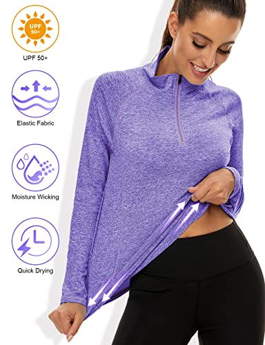 Luranee Womens Athletic Jacket ,Tunic Tops for Leggings for Ladies Quarter Zip Pullover Loose Fit Trendy Long Sleeves Shirts Lightweight Stay-Dry Hiking Fishing Clothes Pueple XL | The Storepaperoomates Retail Market - Fast Affordable Shopping