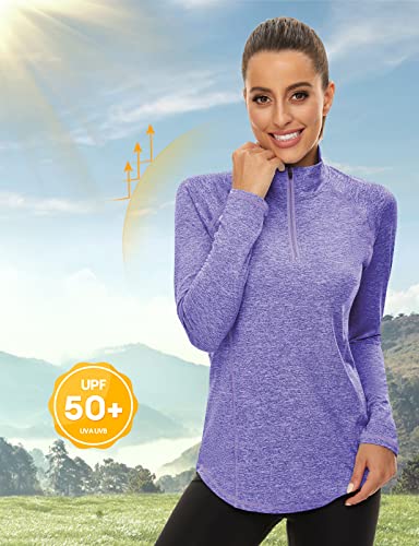 Luranee Womens Athletic Jacket ,Tunic Tops for Leggings for Ladies Quarter Zip Pullover Loose Fit Trendy Long Sleeves Shirts Lightweight Stay-Dry Hiking Fishing Clothes Pueple XL | The Storepaperoomates Retail Market - Fast Affordable Shopping