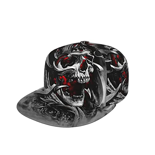 So Soyeabo Flat Bill Adjustable Snapback Skull Hat Cool Hip Hop Baseball Caps for Men Women Skull Design