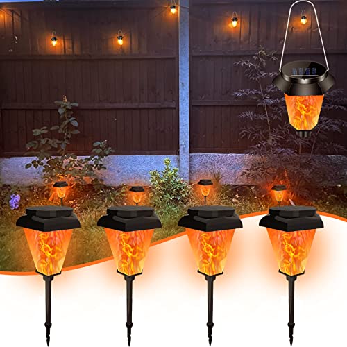 AveyLum Solar Flame Torch Light,Outdoor Solar Flickering Dancing Flame Torch Lights Security Lights Christmas Lights for Garden, PatioYard, Pathway Deco(4 Pack)
