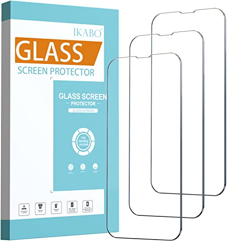 IKABO Glass Screen Protector Compatible with iPhone 14/ iPhone13 Pro/iPhone 13, 6.1 Inch 3 Pack Ultra HD Full Screen Tempered Glass, 9H Hardness, Display Scratch Resistant, [Free Alignment Tool]