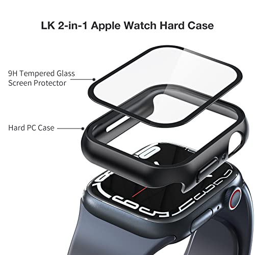 LK 2 Pack Hard PC Case Compatible with Apple Watch Series 8 & Series 7 45mm, Built-in 9H Tempered Glass, Bumper Overall Protective Cover, Ultra Thin Screen Protector for iWatch 8/7 45mm -Black | The Storepaperoomates Retail Market - Fast Affordable Shopping
