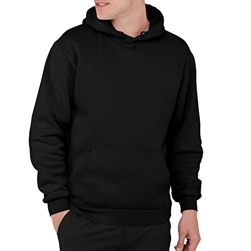 Men’s Fleece Hoodies Black Hoodie, Heavyweight Pullover Sweatshirt Casual Hooded Sweatshirt Long Sleeve with Pocket Black,Large