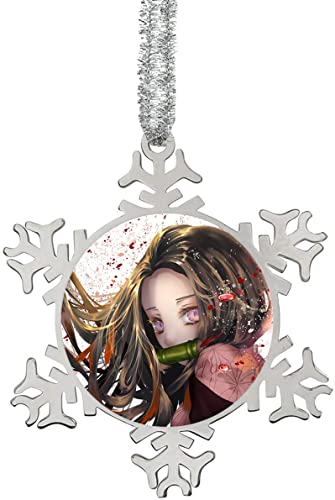 Anime Christmas Decorations Hanging Snowflake Ornaments Stainless Steel Pendant Handmade Ornament for Christmas Tree Wedding Birthday Home Office Decor