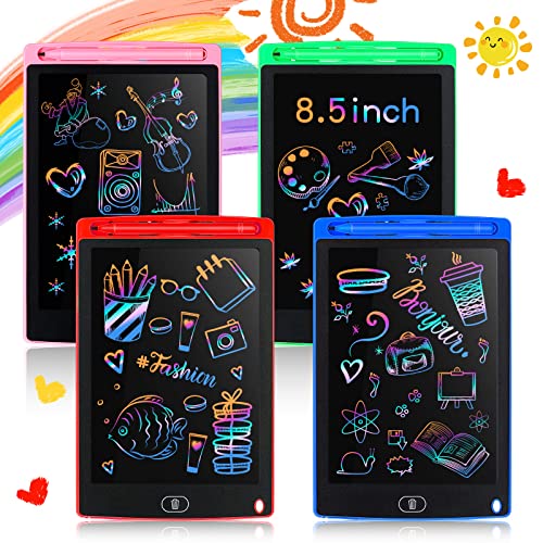4 Piece LCD Writing Tablet Doodle Board Electronic Toy 8.5 Inch Colorful LCD Writing Board Electronic Tablet Writing LCD Erasable Drawing Pad Reusable Writing Pad (Blue, Red, Green, Pink)